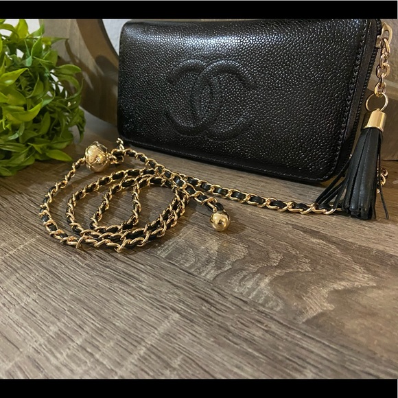 🖤🔱 Chanel Zippy Pearl Crush Wallet Chain Crossbody Adjustable Chain Style - Picture 2 of 11